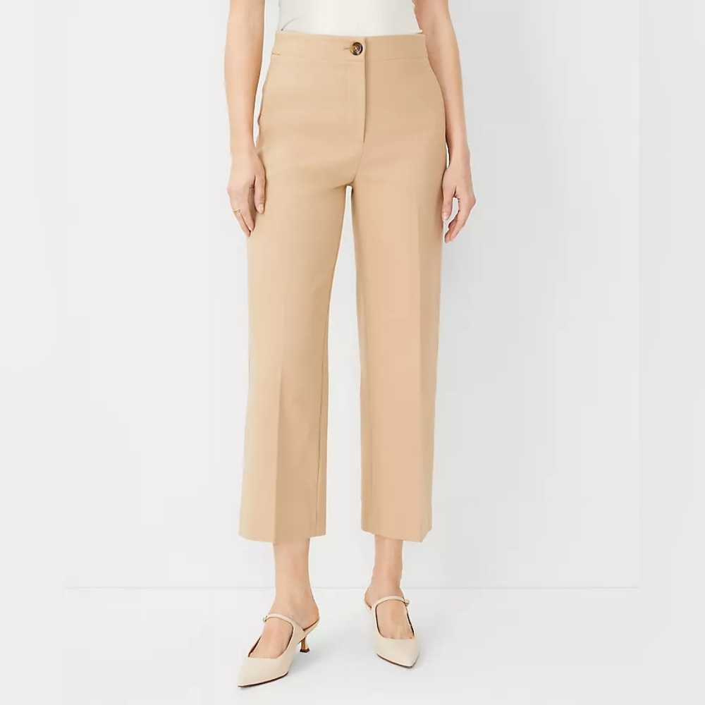 Ann Taylor Wide Leg Tan Crop Pants Sz 4 WP110